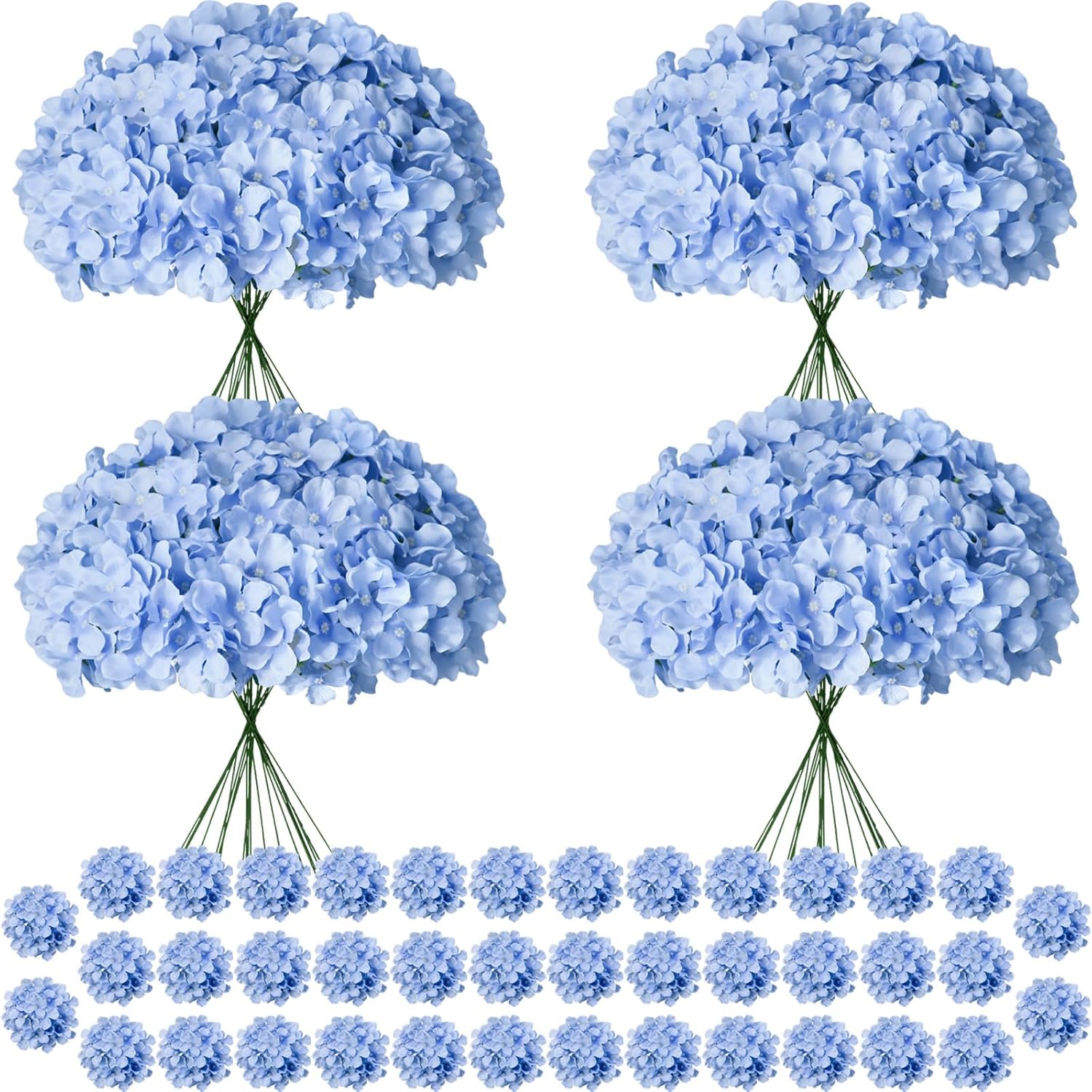 Blue Artificial Flowers — 120 Pcs
