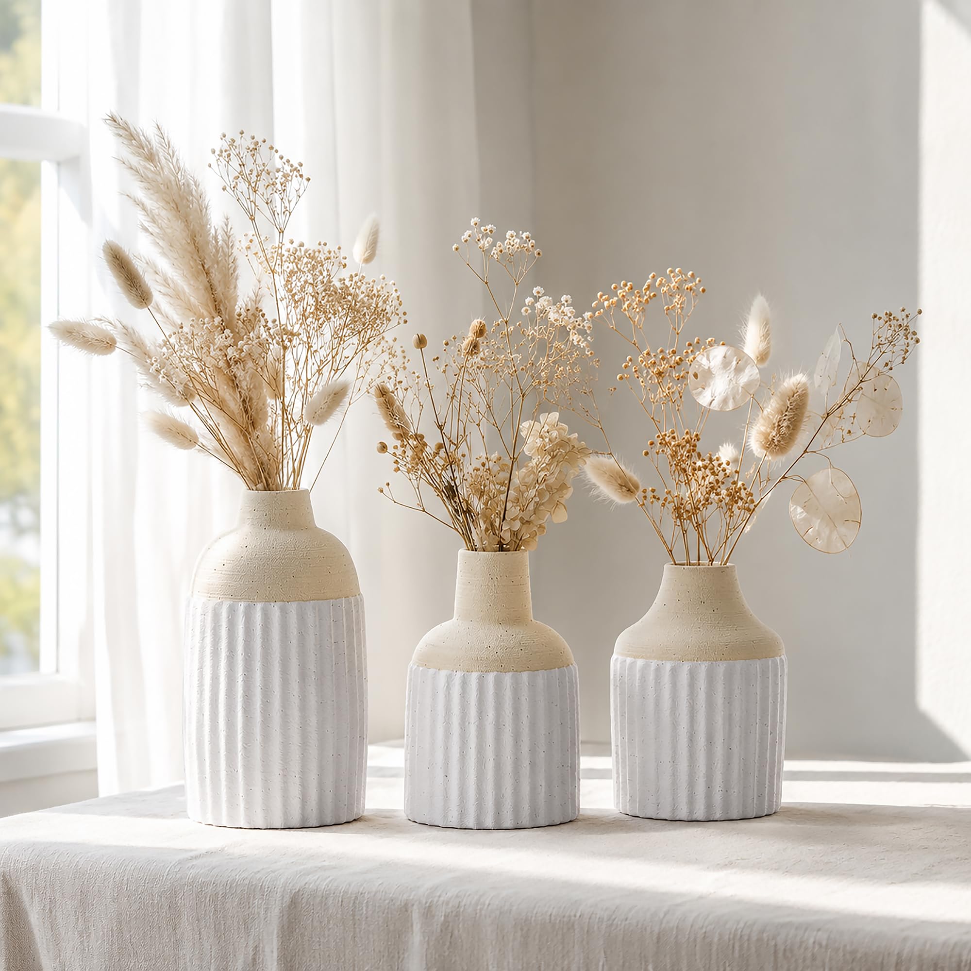 Boho Beige Decorative Vase — Set of 3