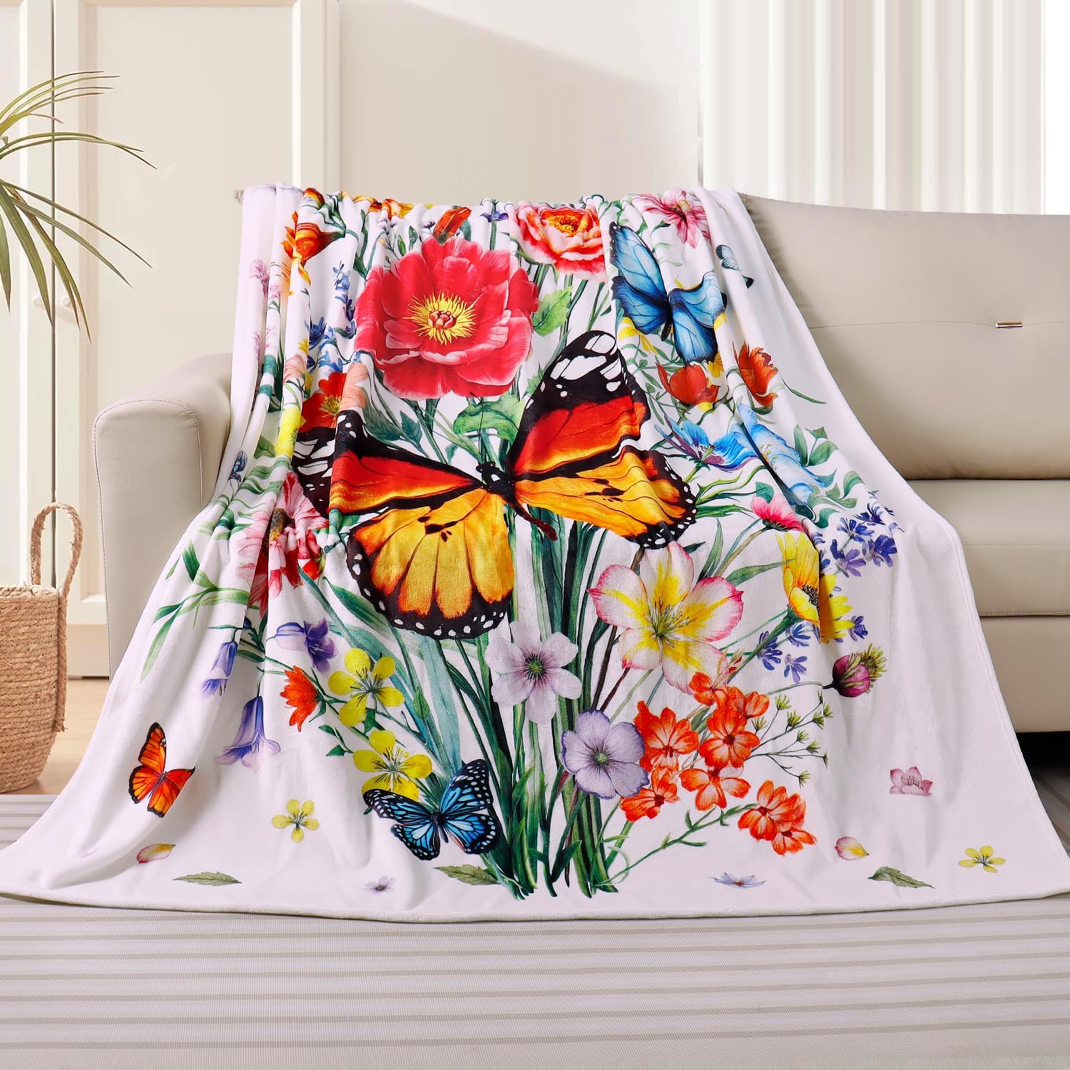 Brown Throw Pillow — 60" — Orange Butterlfy