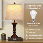 Vintage Farmhouse Black Bedside Lamp — Set of 2 - View 5