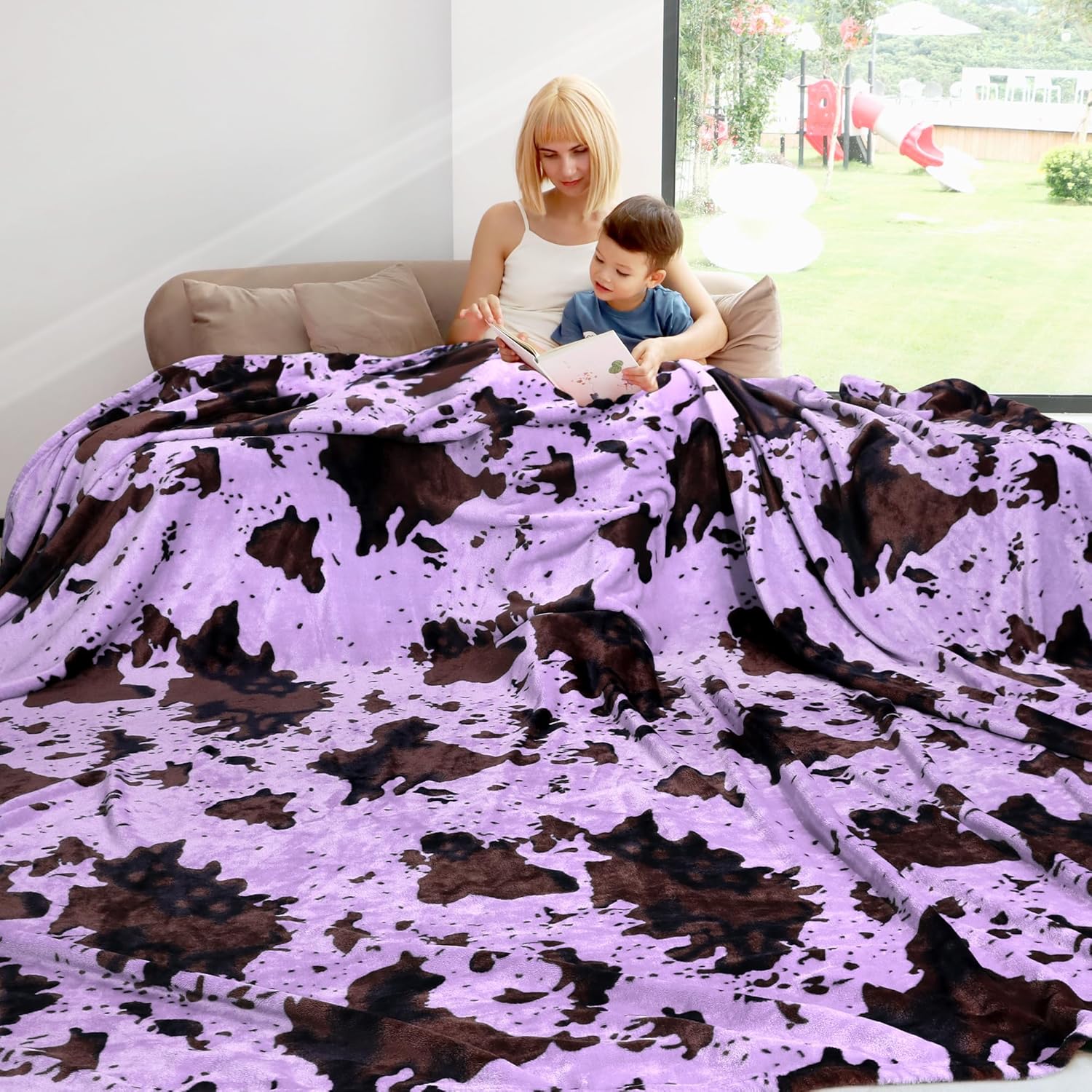 Black Throw Pillow — 80" — Cowthrowblanket-purple Black