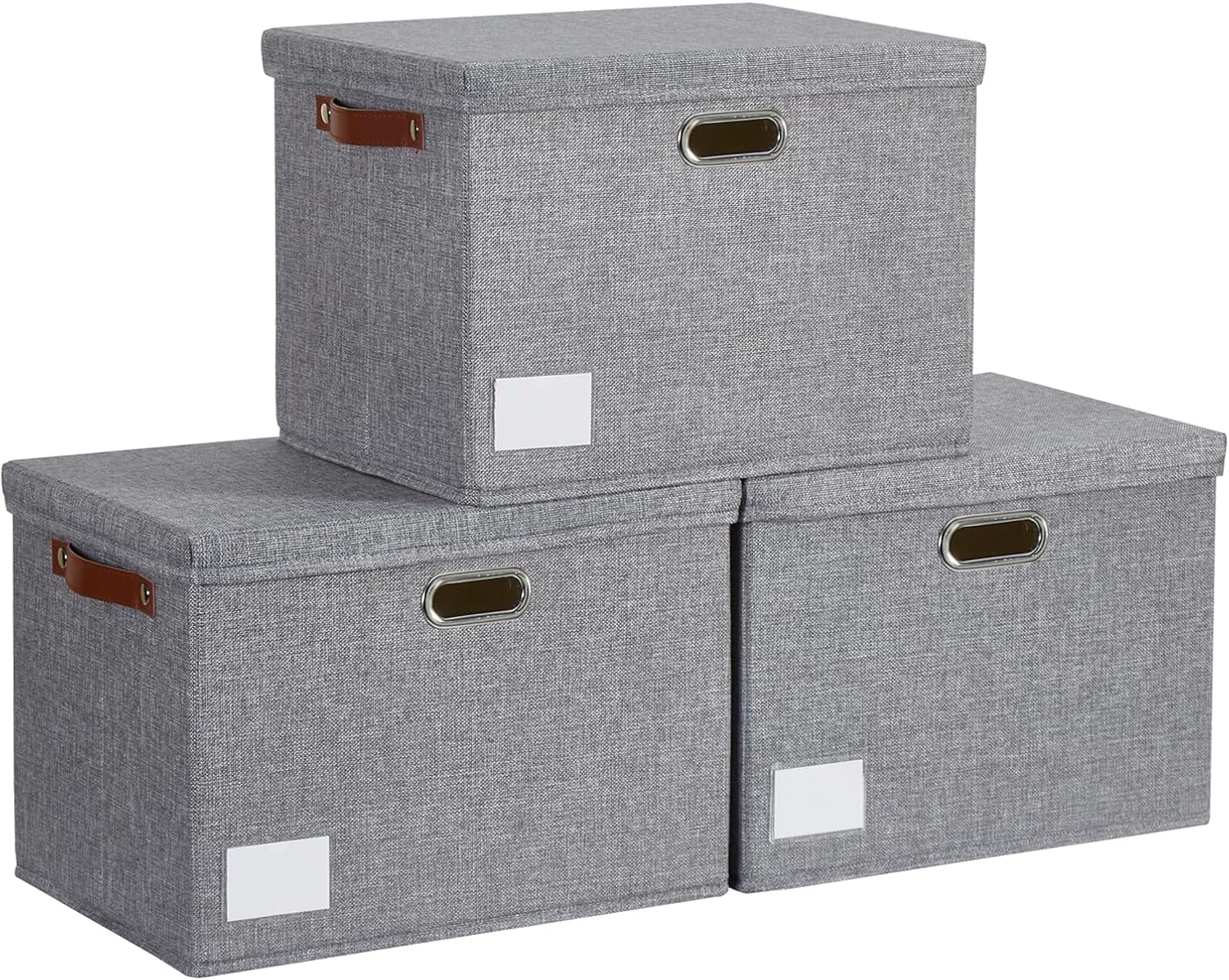 Beige Storage Bin — 17" — Gray