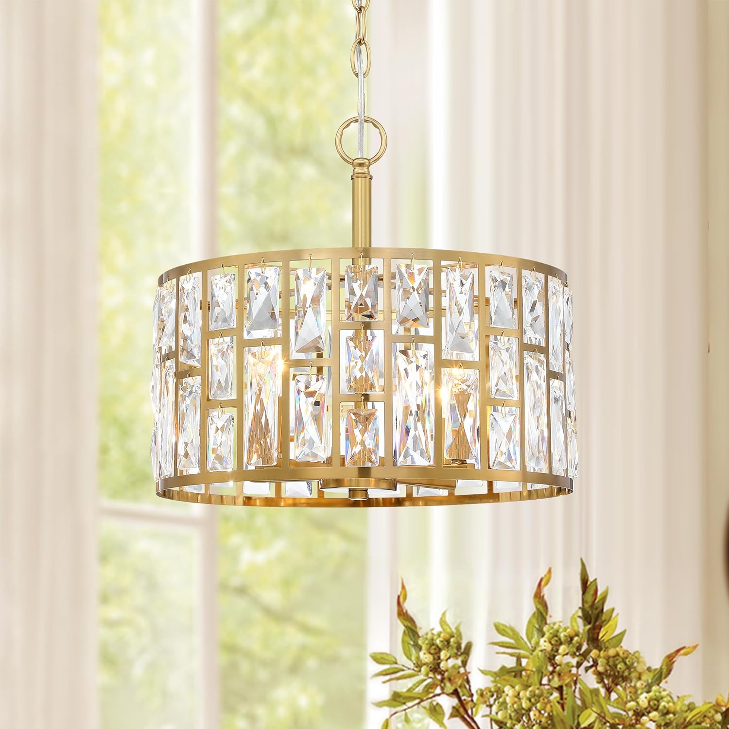 Luxe Black Chandelier — Gold-4 Lights