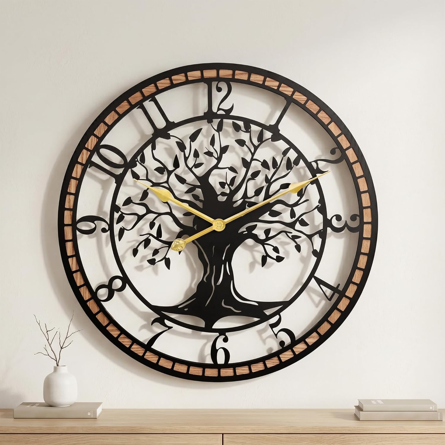 Battery Operated Black Wall Clock — 20" — Black Arab