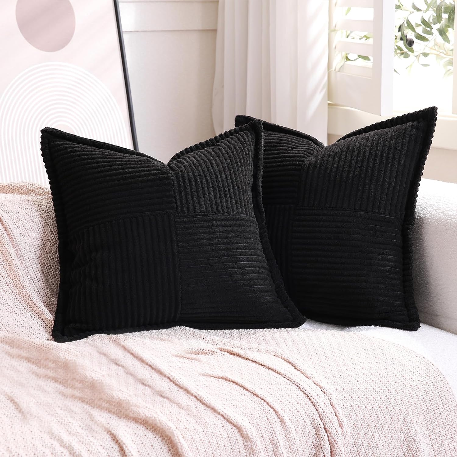 Boho Beige Throw Pillow Cover — 18" — 18" x 18" (Pack of 2)