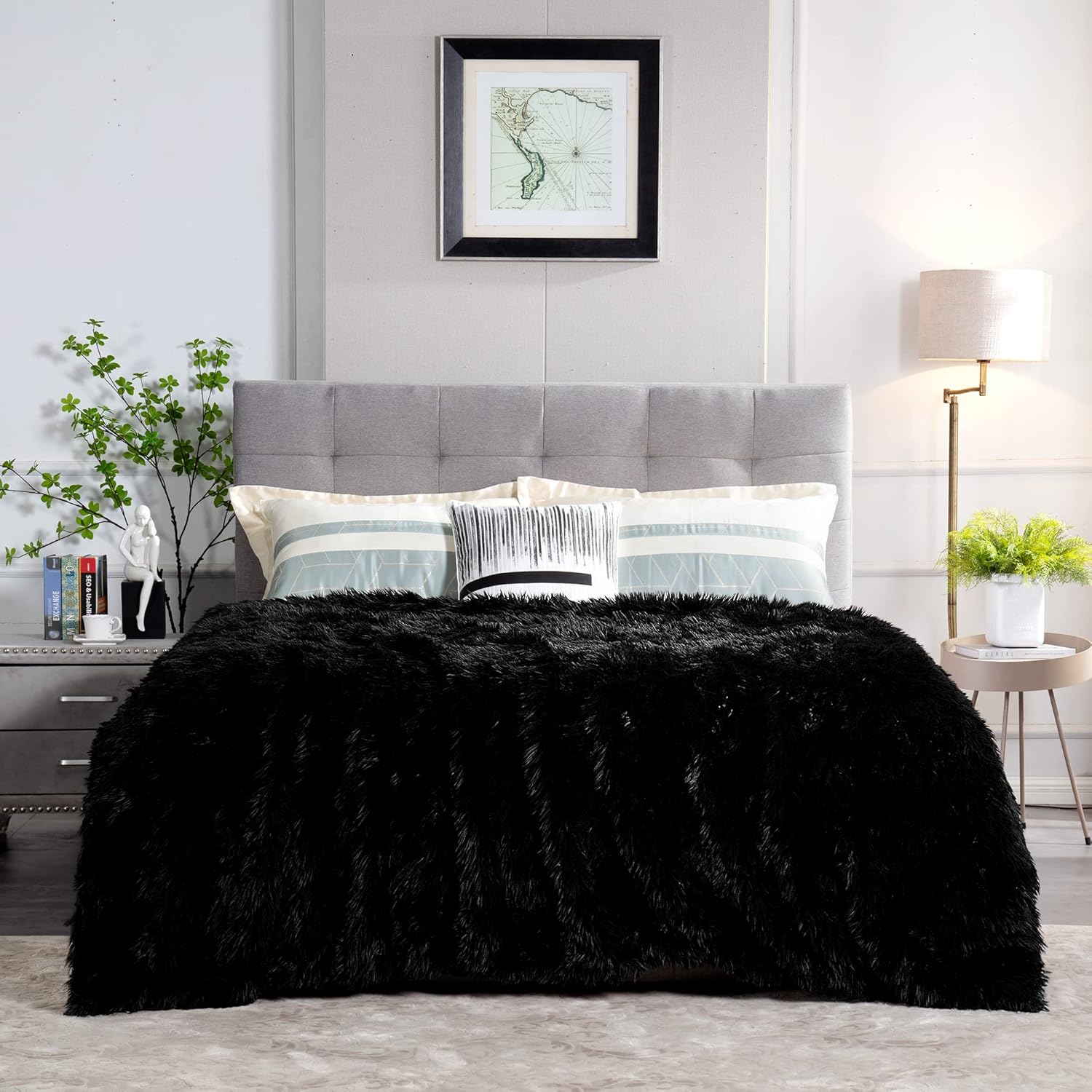 Luxe Black Throw Pillow — 2.8" — Black