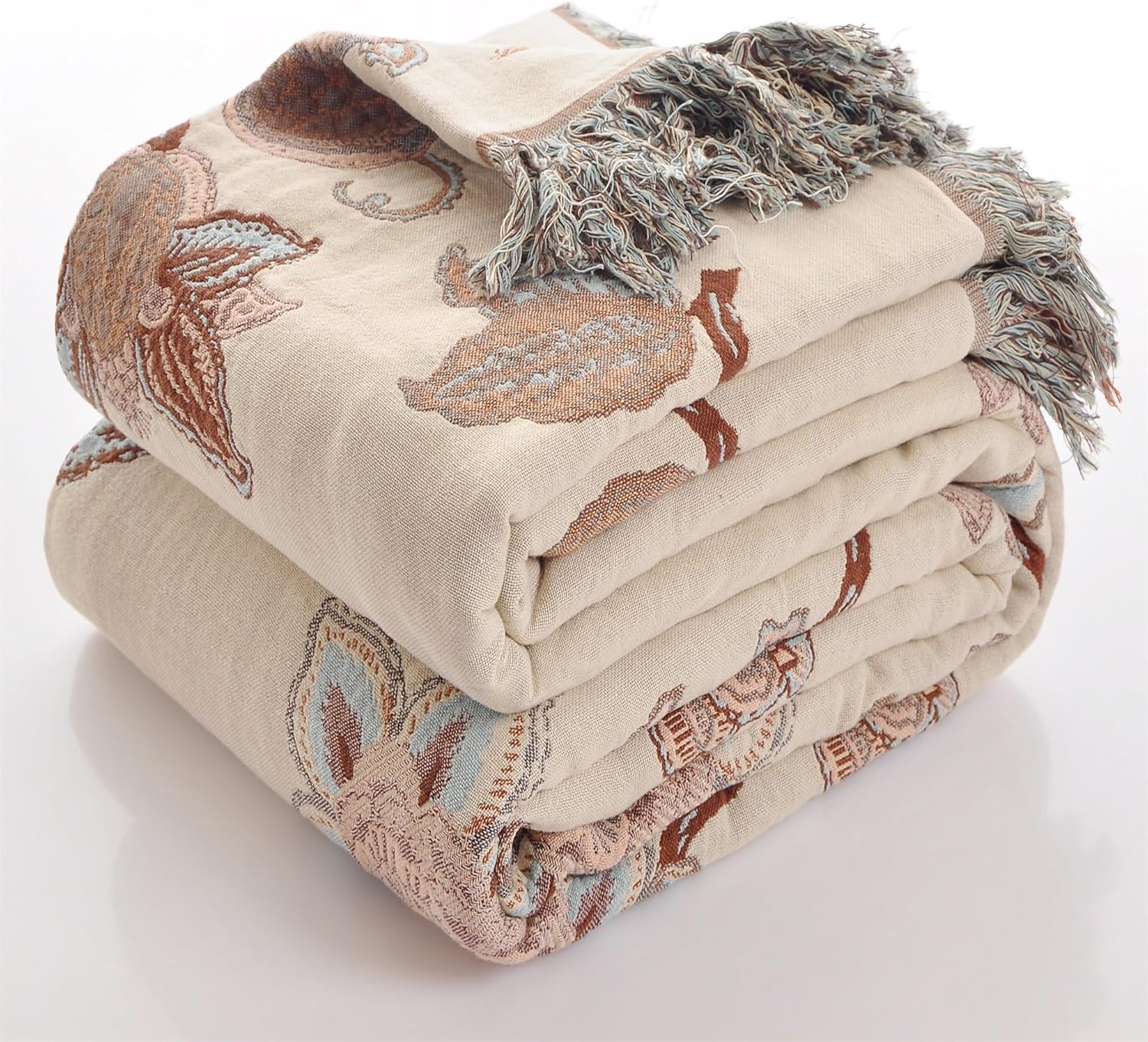 Boho Blue Throw Pillow — 90" — Purple Flower Branch