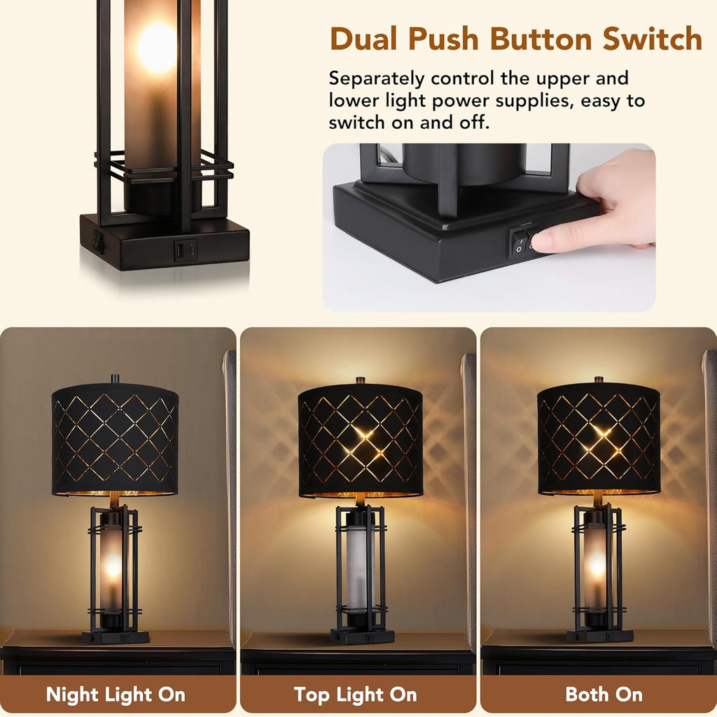 USB Modern Metal Bedside Lamp — Set of 2 - View 2