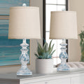 Linen Farmhouse Black Desk Lamp — 22" — Washed Blue