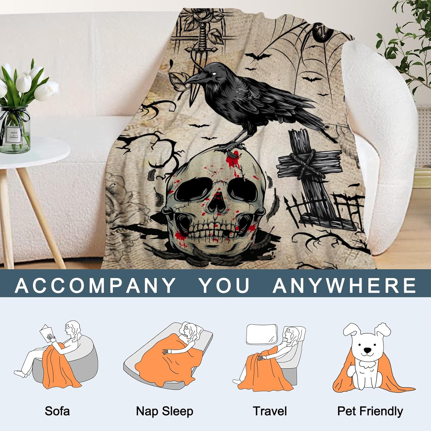 Vintage Fabric Throw Pillow — 50x60 - View 4