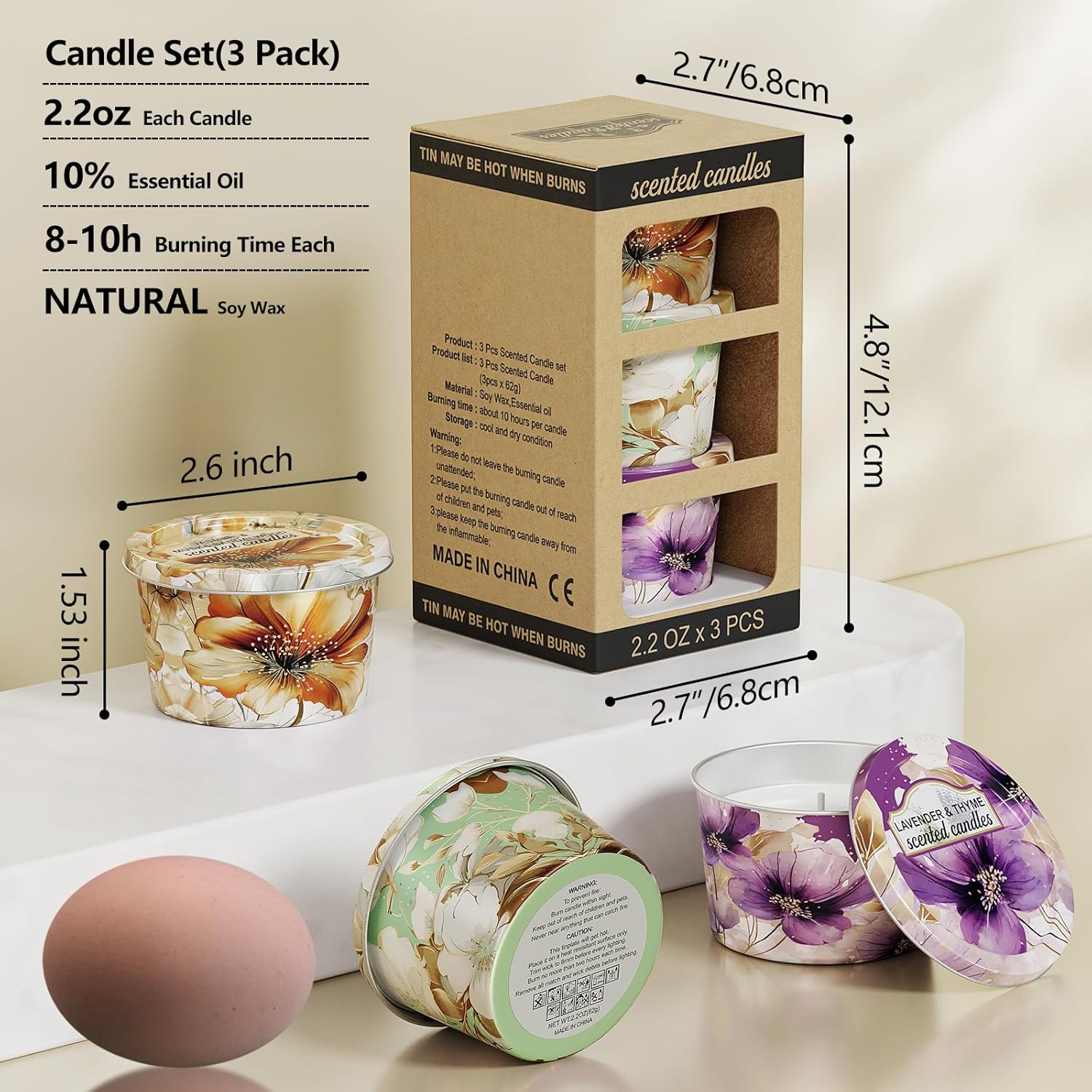 Soy Wax Wood Scented Candle - View 3