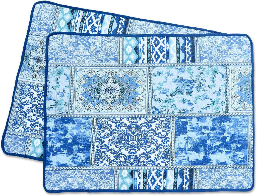 Boho Blue Throw Pillow Cover — 18" — Blue Classic Bohemian