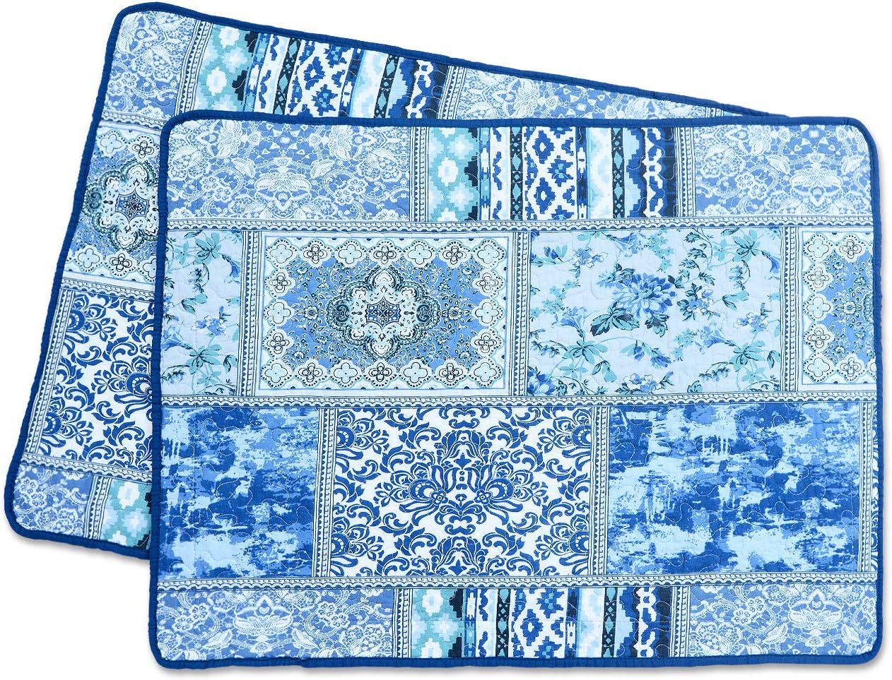 Boho Blue Throw Pillow Cover — 18" — Blue Classic Bohemian