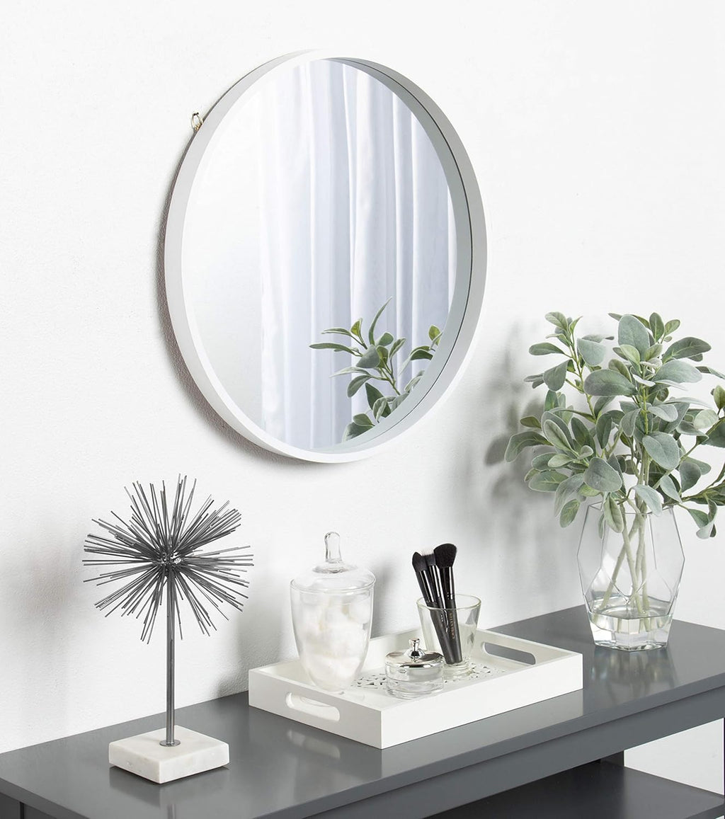Round Modern Wood Wall Mirror — 21.6" - View 6