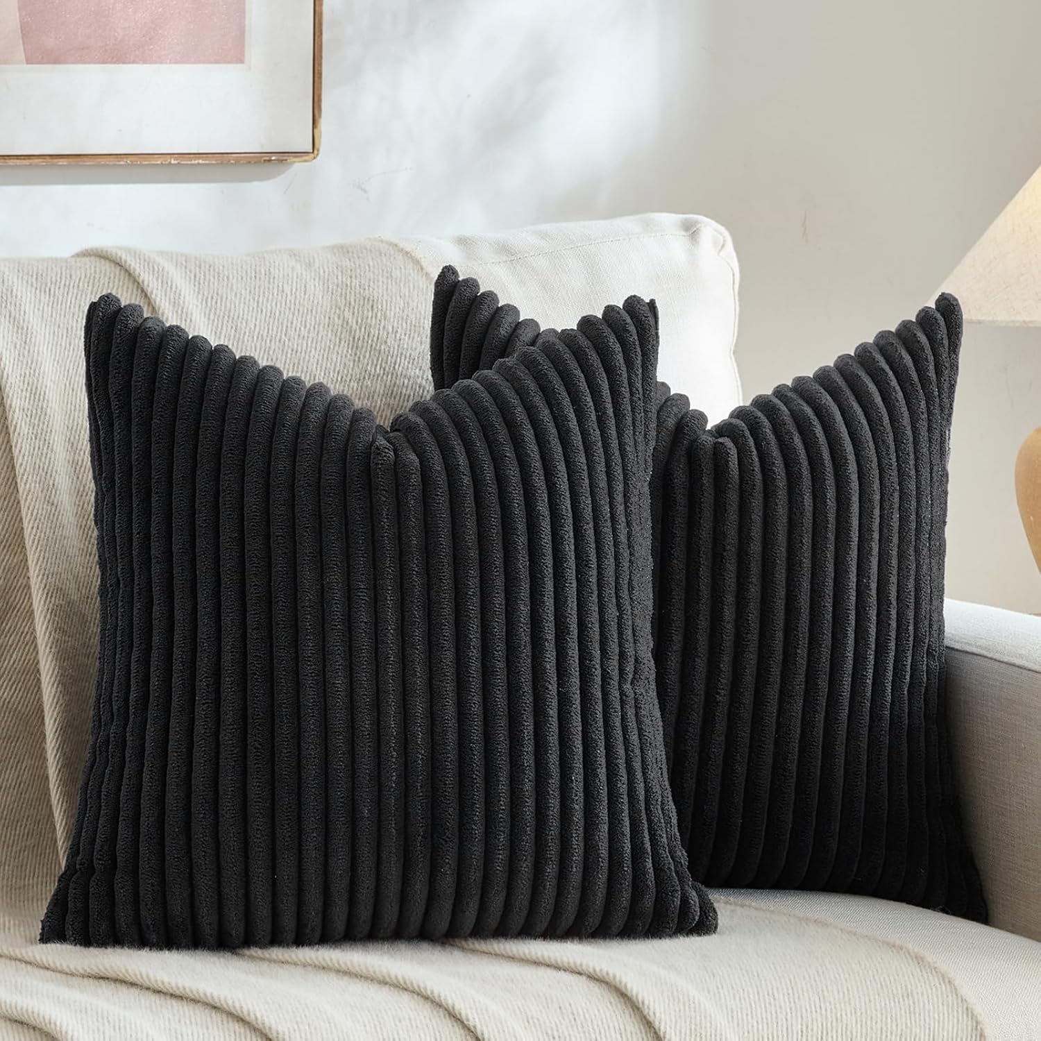 Boho Beige Throw Pillow Cover — 18" — 18" x 18" (Pack of 2)