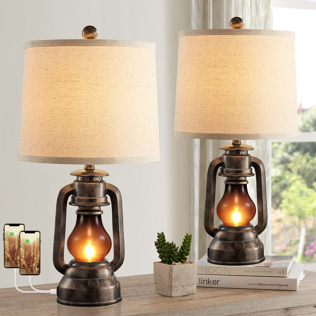 USB Charging Farmhouse Gold Desk Lamp — 22"