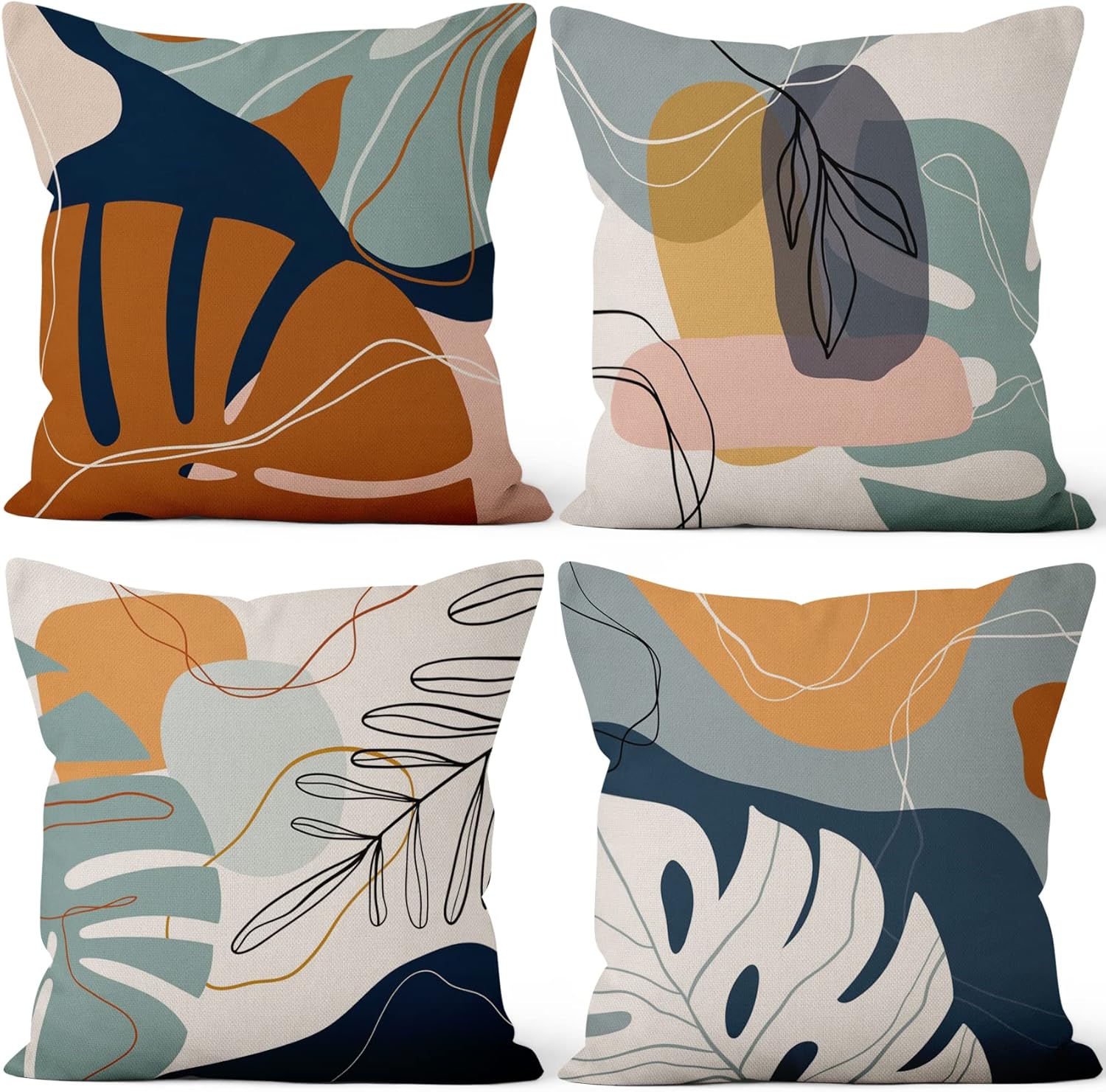 Boho Fabric Throw Pillow Cover — 16" — 18" x 18" (Pack of 4)