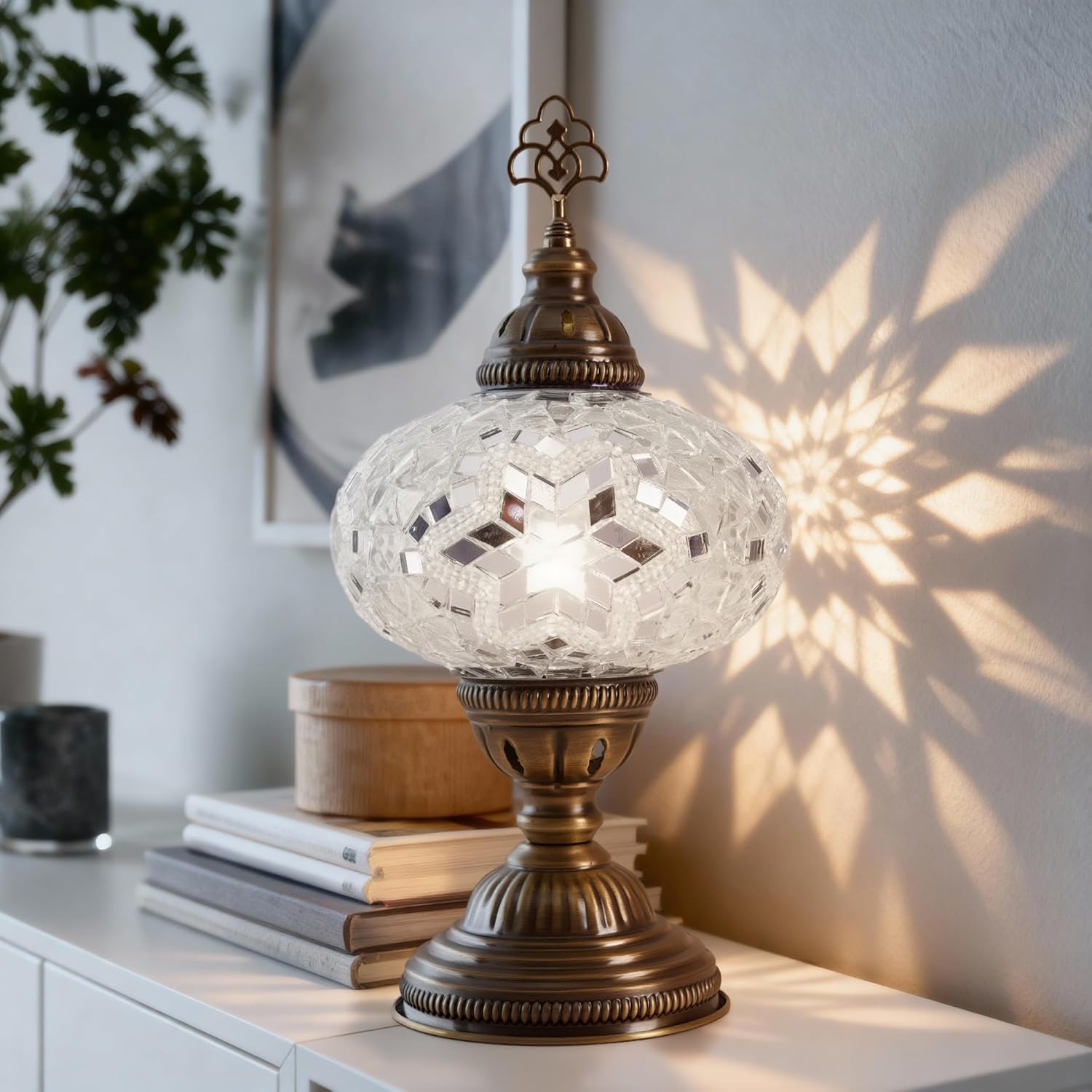 Vintage Boho Blue Desk Lamp — White-47