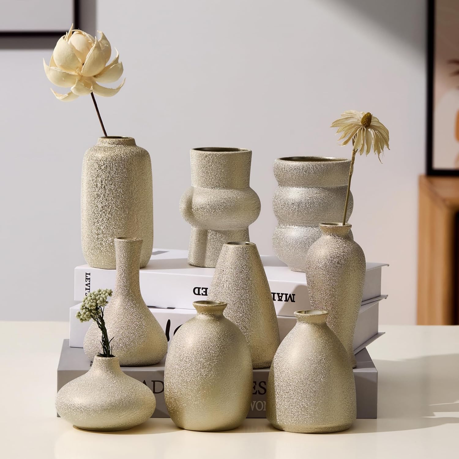 Boho Gold Vase — Set of 9 — Gold