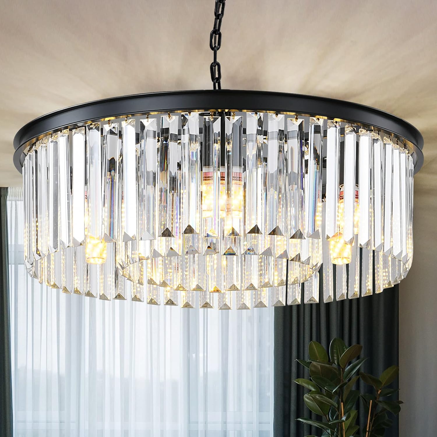 Adjustable Luxe Black Chandelier — 2-Tier