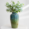 Modern Blue Flower Vase — 11" — Blue & Green