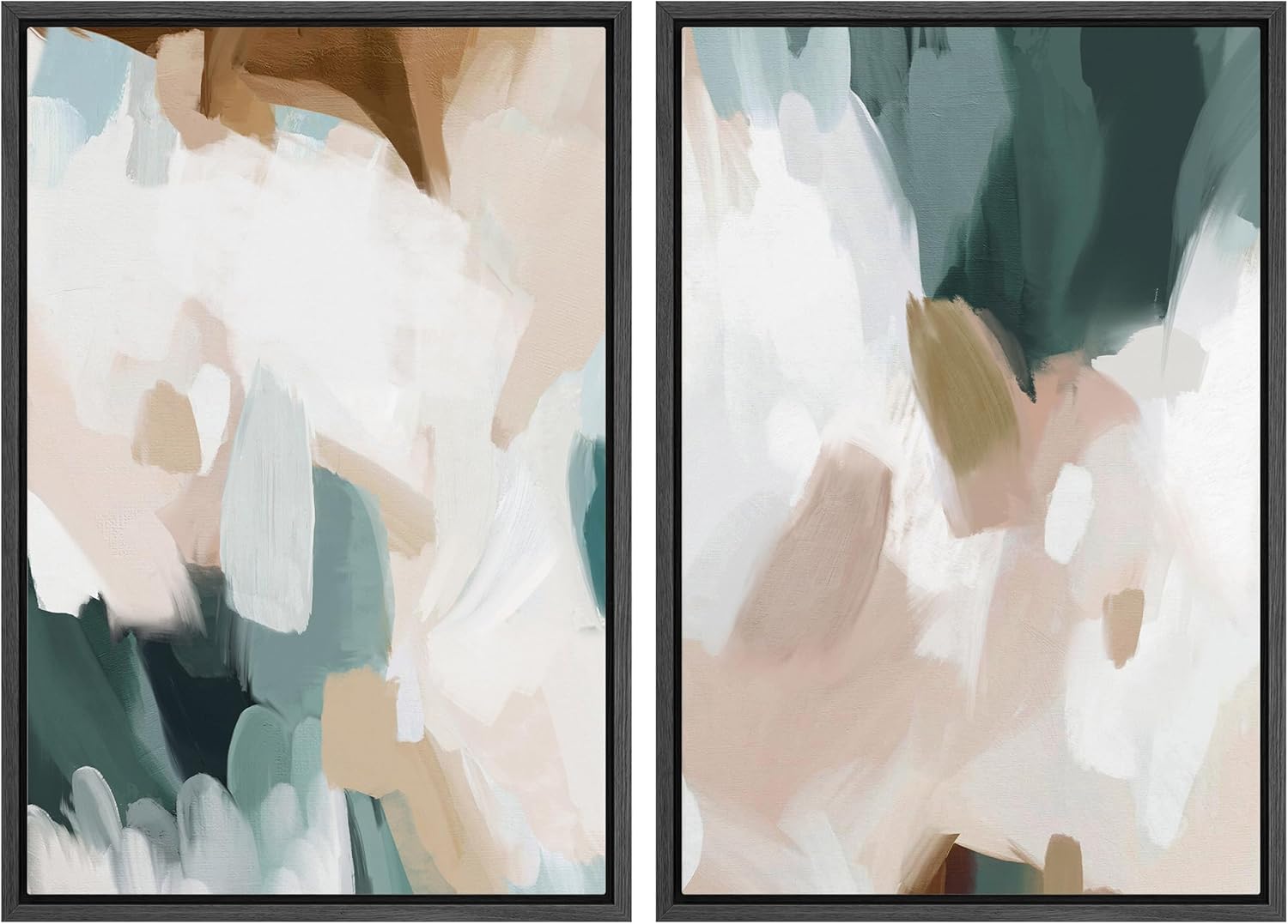 Modern Framed Wall Art — 24" — 16"x24"x2 Panels Black