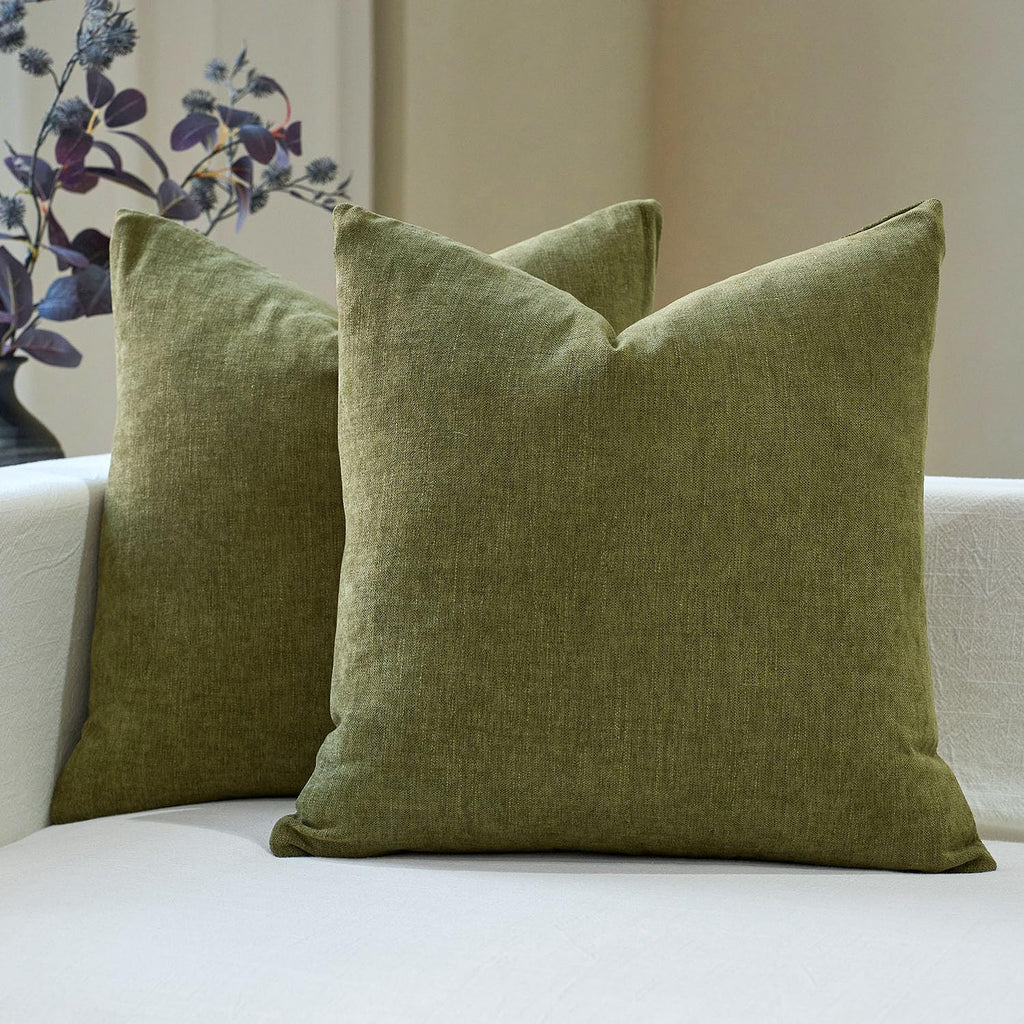 Linen Boho Beige Throw Pillow Cover — 20"