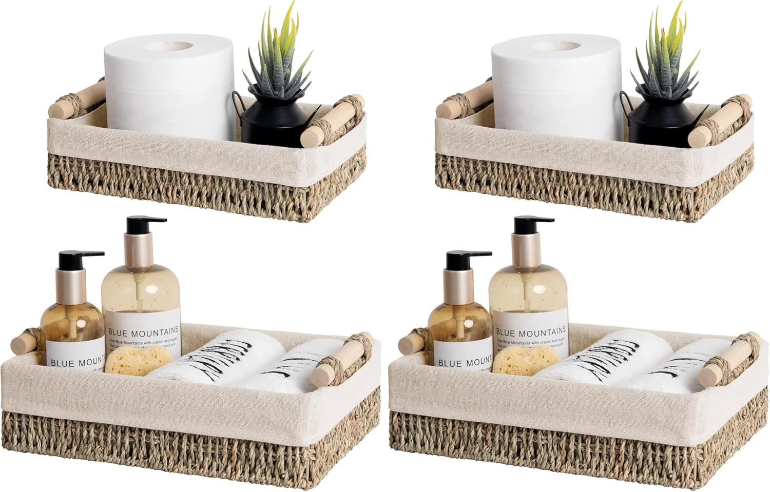 Beige Storage Basket — Set of 2 — Natural (Seagrass)