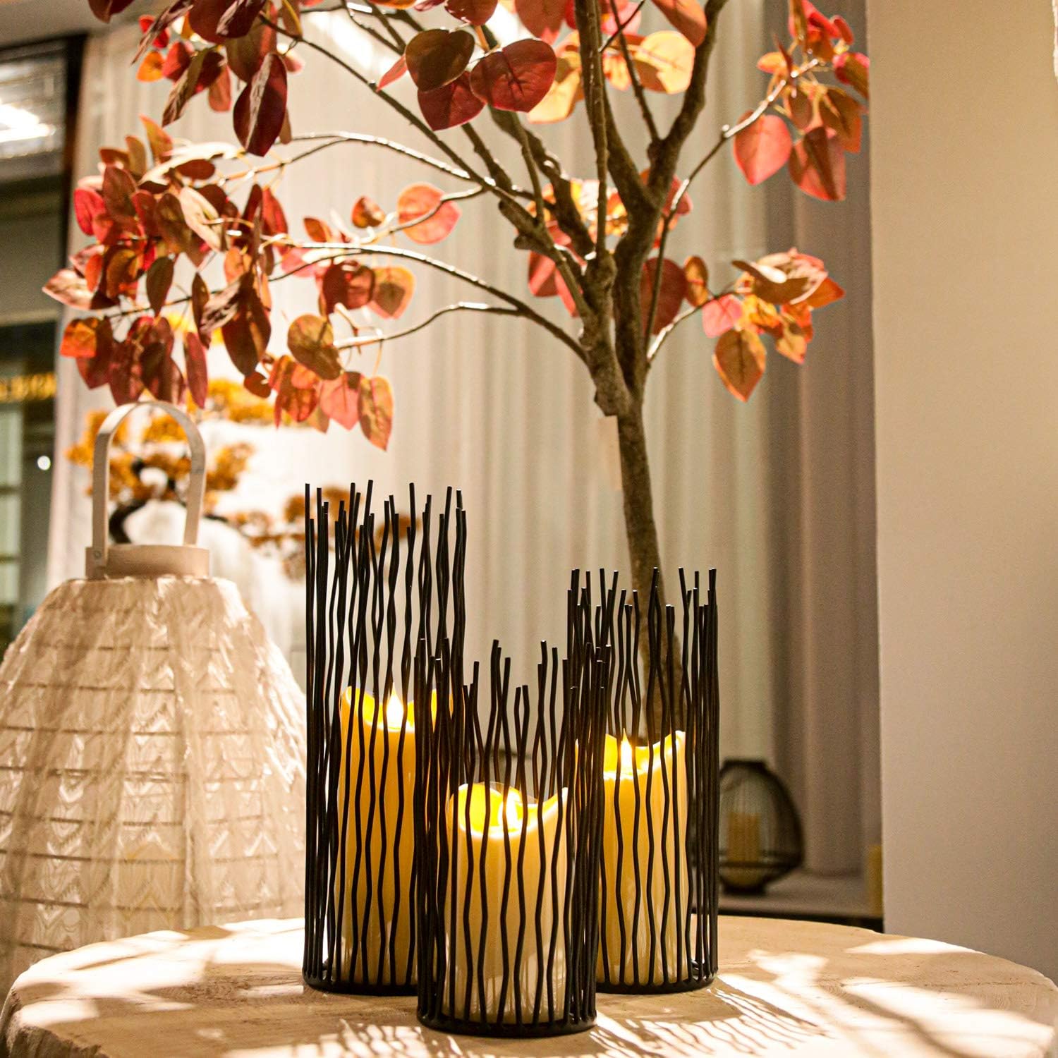 Modern Black Pillar Candle — Set of 3 - View 2