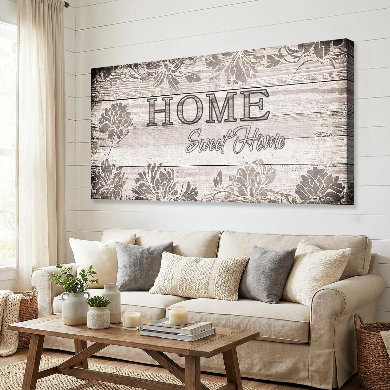 Framed Farmhouse Brown Canvas Wall Art — 40" — Brown