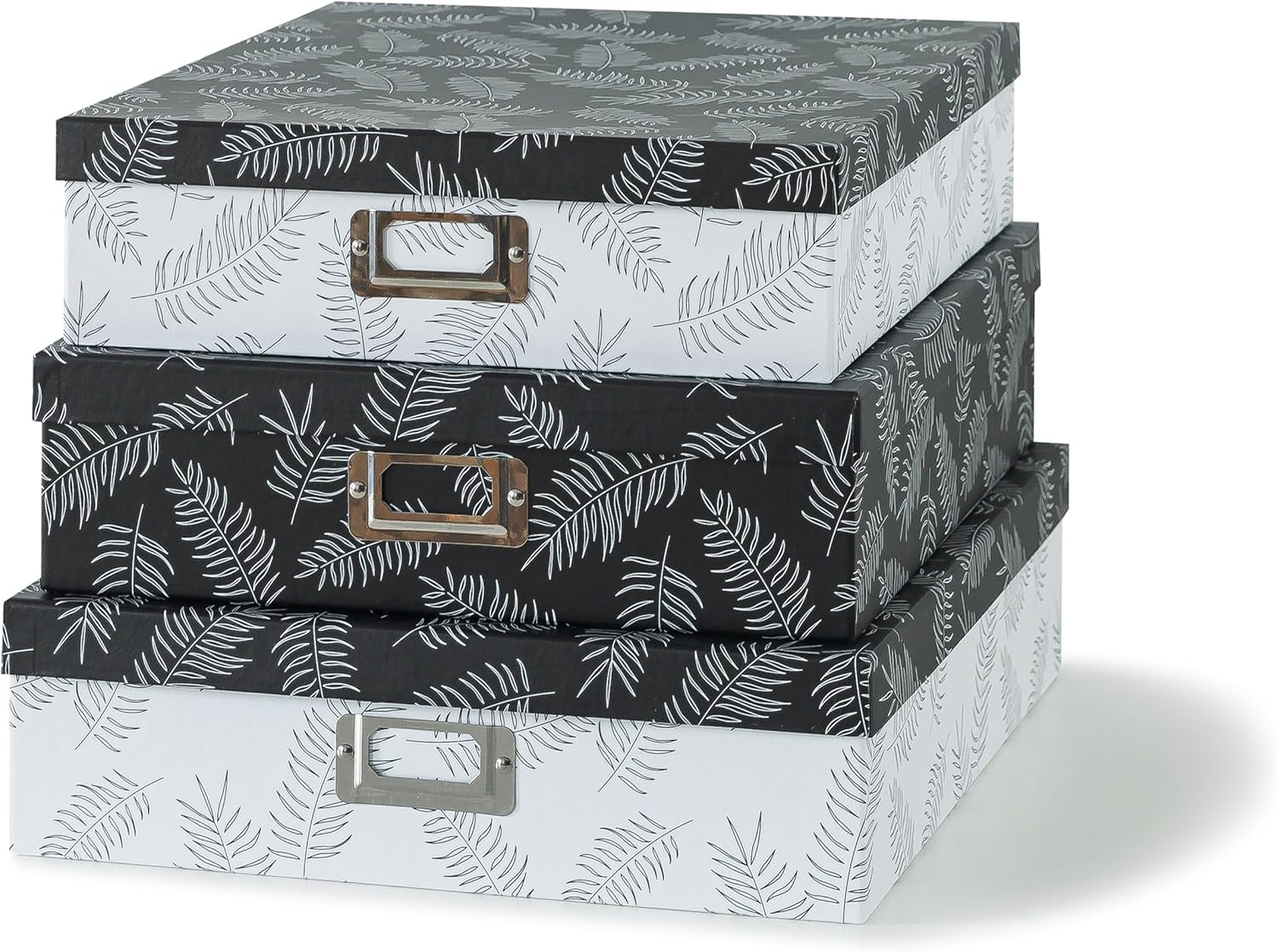 Black Storage Basket — Set of 3 — Feathers