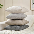 Chenille Boho Beige Throw Pillow Cover — 20" - View 5
