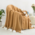 Pom Pom Farmhouse Blue Throw Pillow — 60" — Pom-camel
