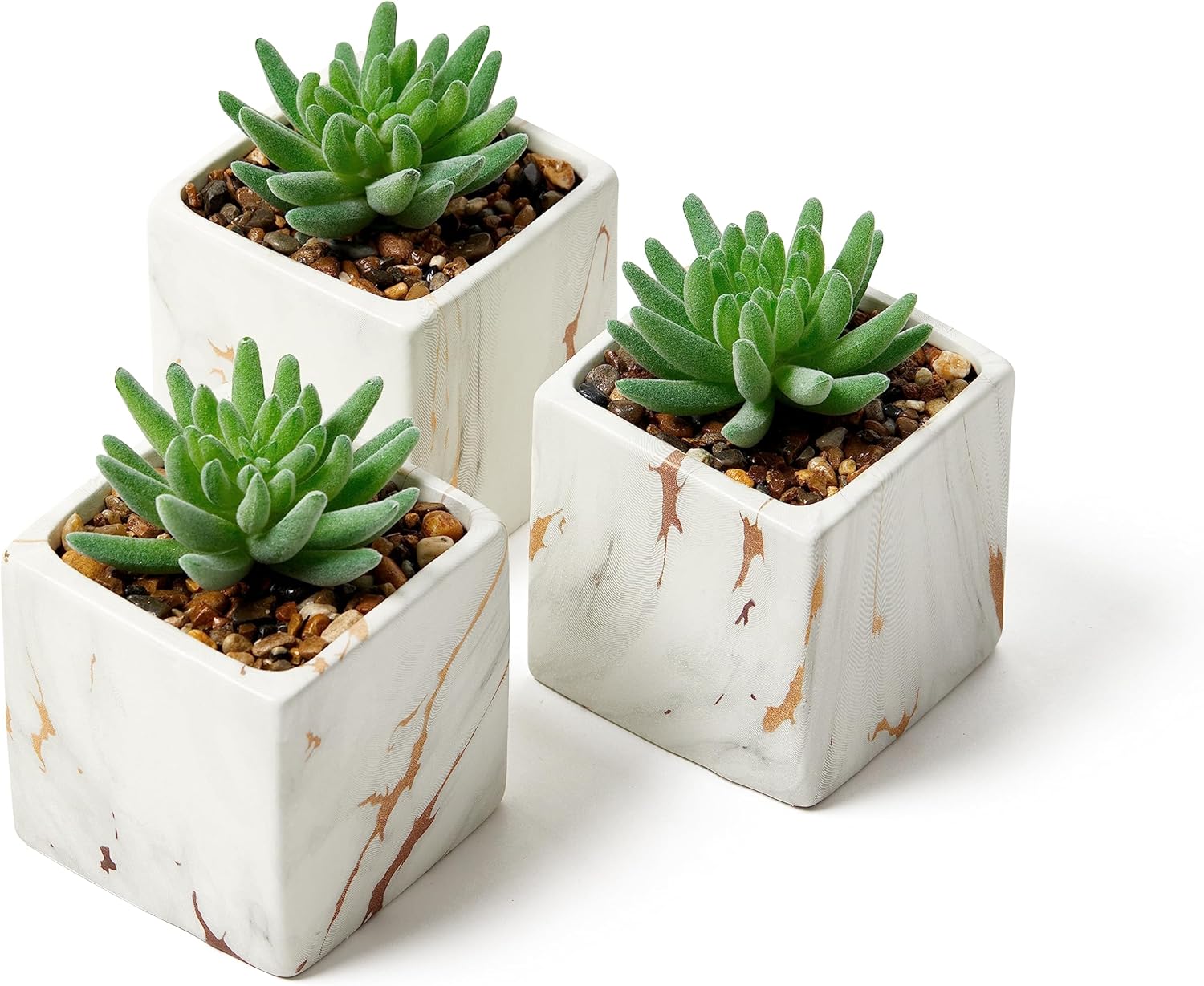 Luxe Black Faux Plant — Set of 3 — White Gold