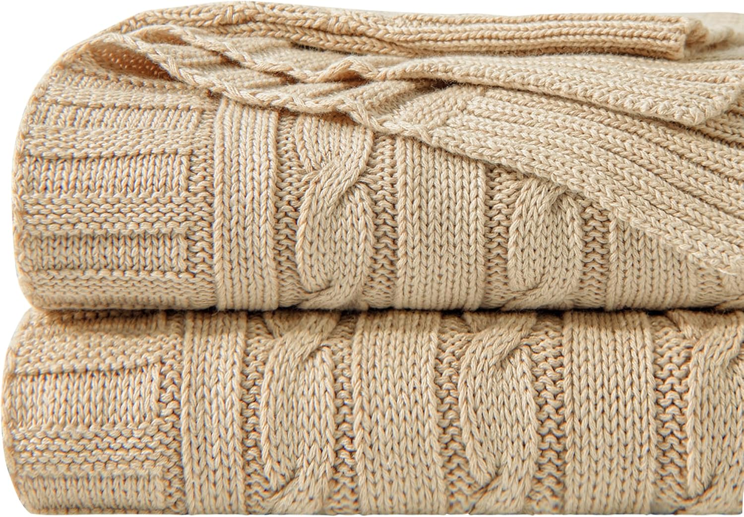 Knit Beige Throw Pillow — 51" — Twin(60"x80")