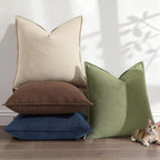 Linen Boho Beige Throw Pillow Cover — 20" - View 8
