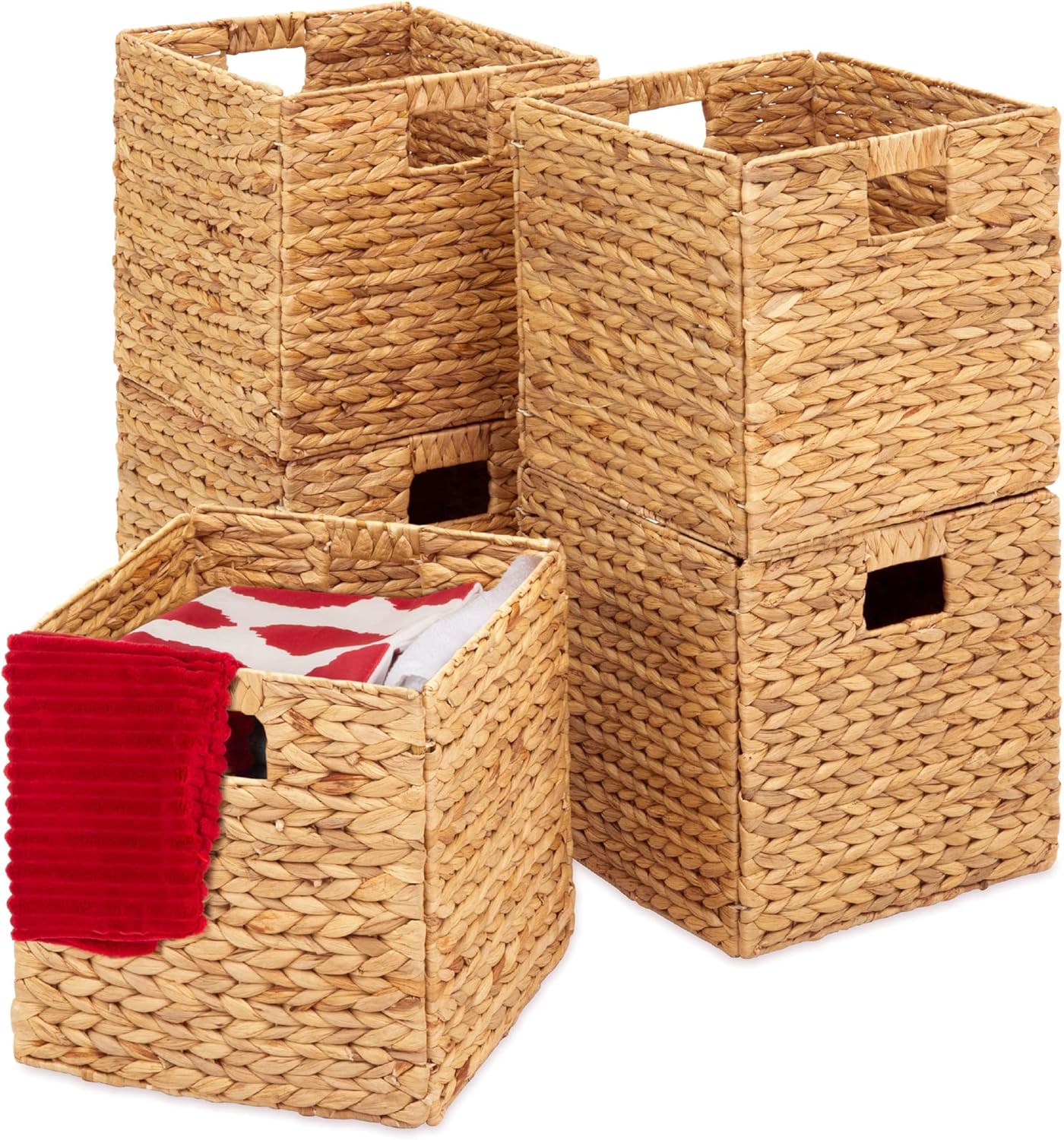 Handwoven Boho Beige Storage Basket — 5x10 — 10.5x10.5in