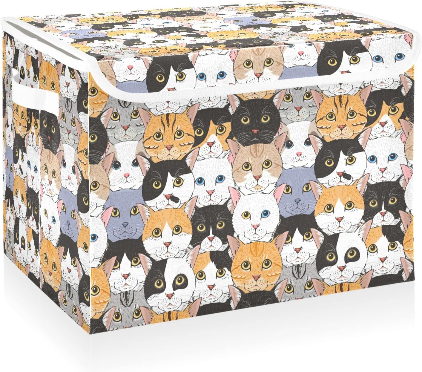 Black Storage Bin — Cats Yellow