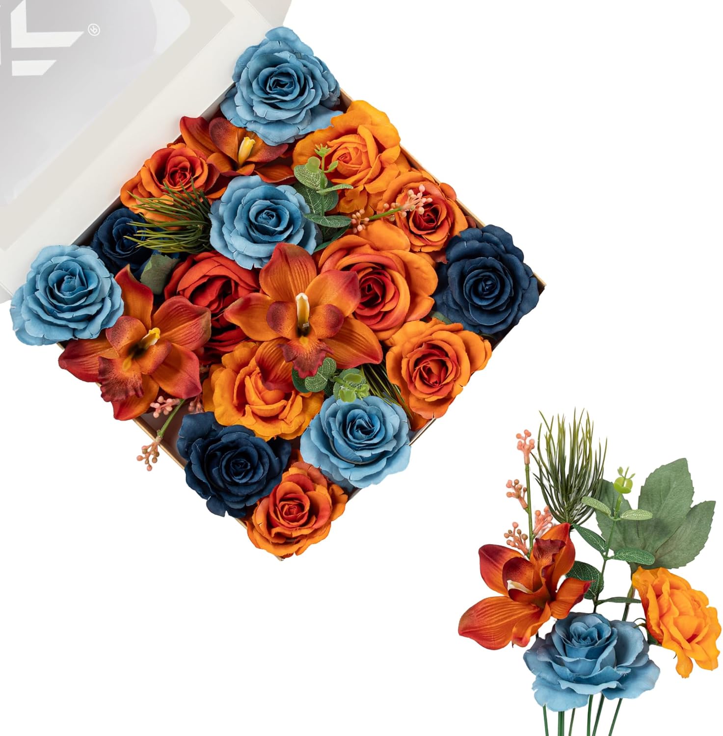 Beige Artificial Flowers — Retro Orange Blue