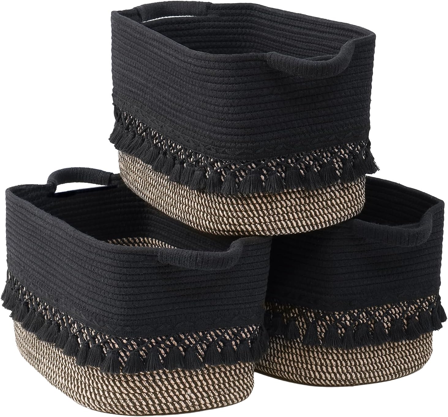 Boho Black Vase — Black & Jute