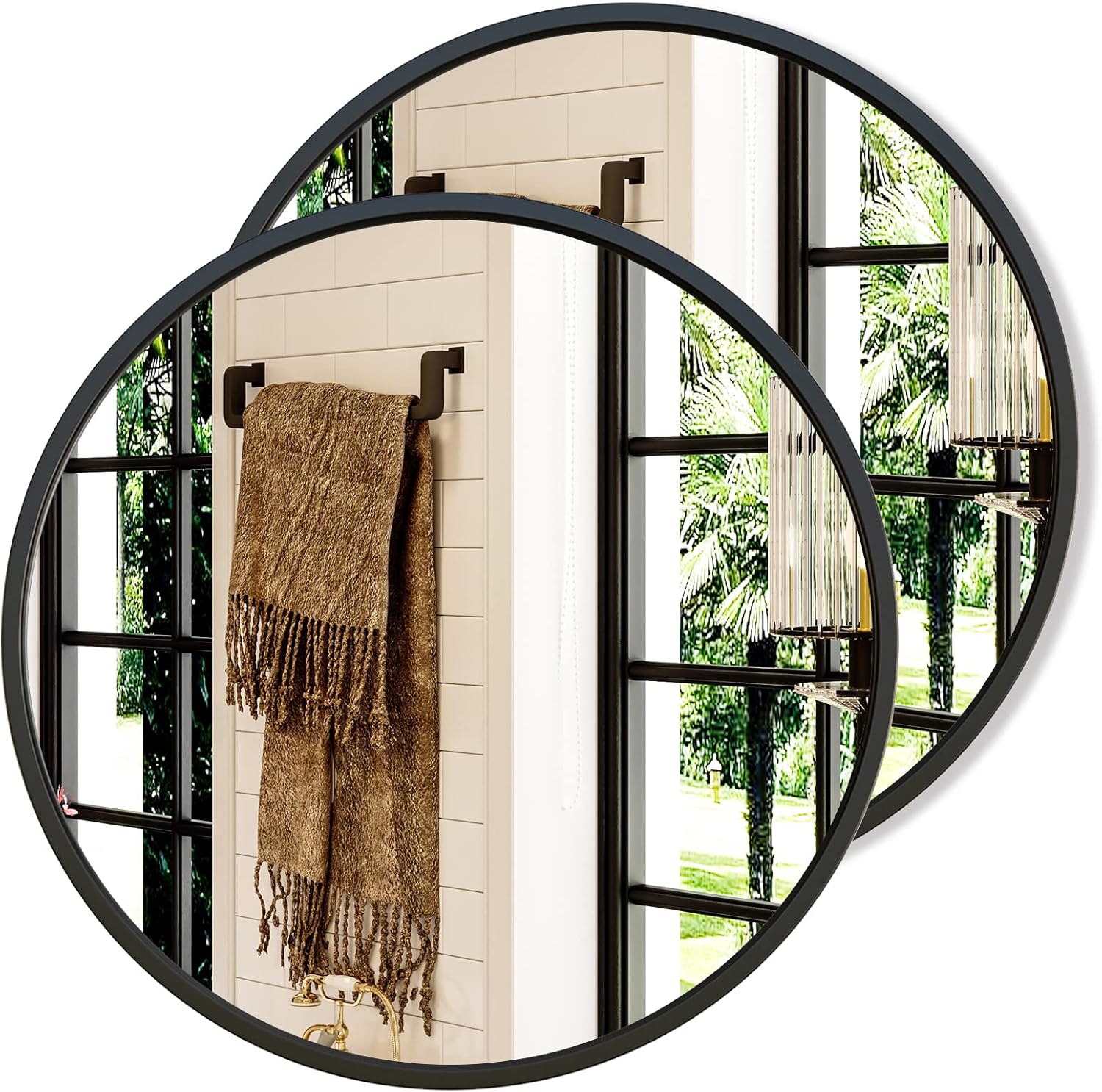 Round Black Wall Mirror — 20" — Black
