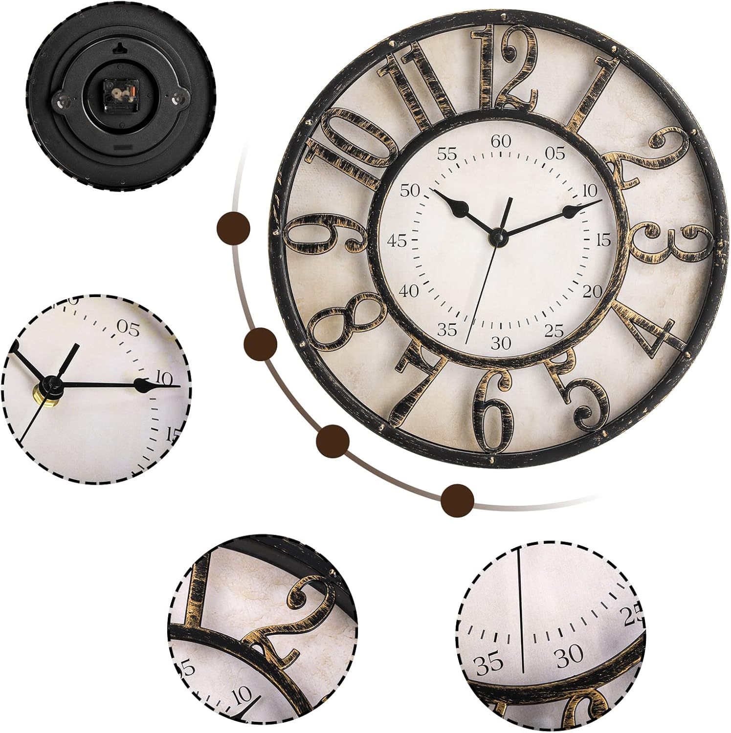 Battery Operated Mid-Century Wall Clock — 12" - View 3