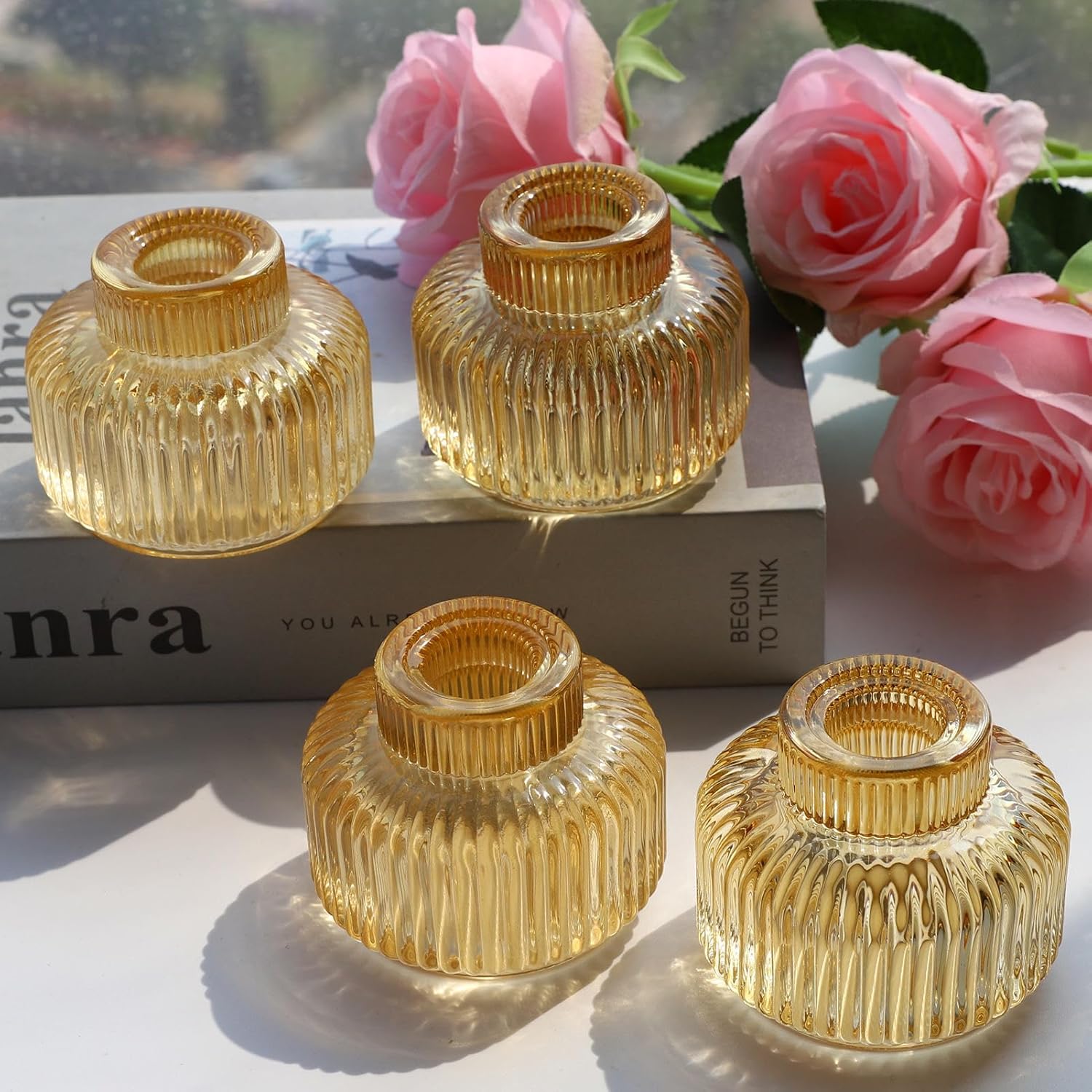 Blue Candle — Set of 4 — Gold