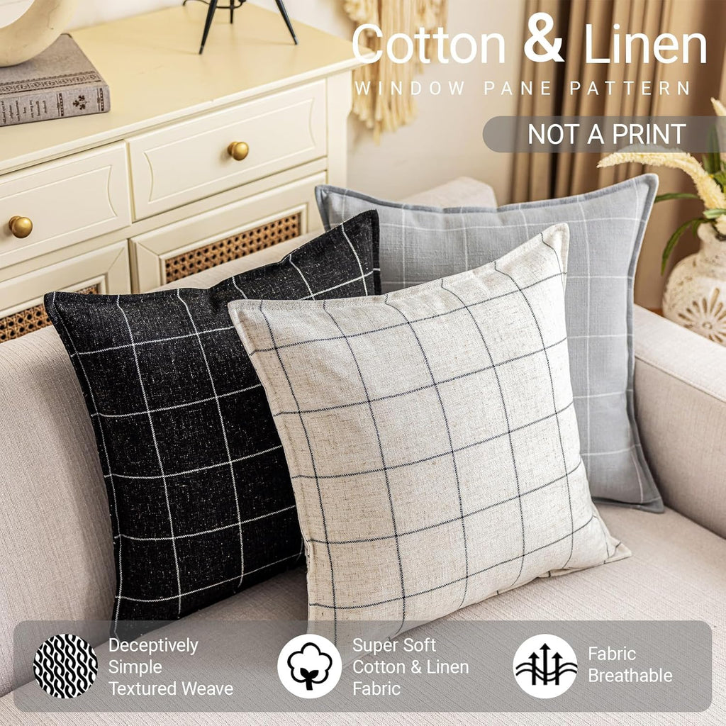 Linen Boho Beige Throw Pillow Cover — 20" - View 2
