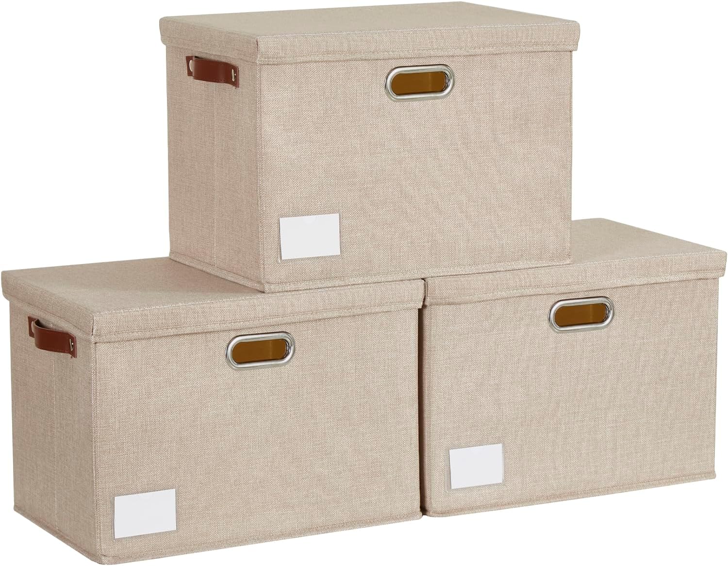 Beige Storage Bin — 17" — khaki