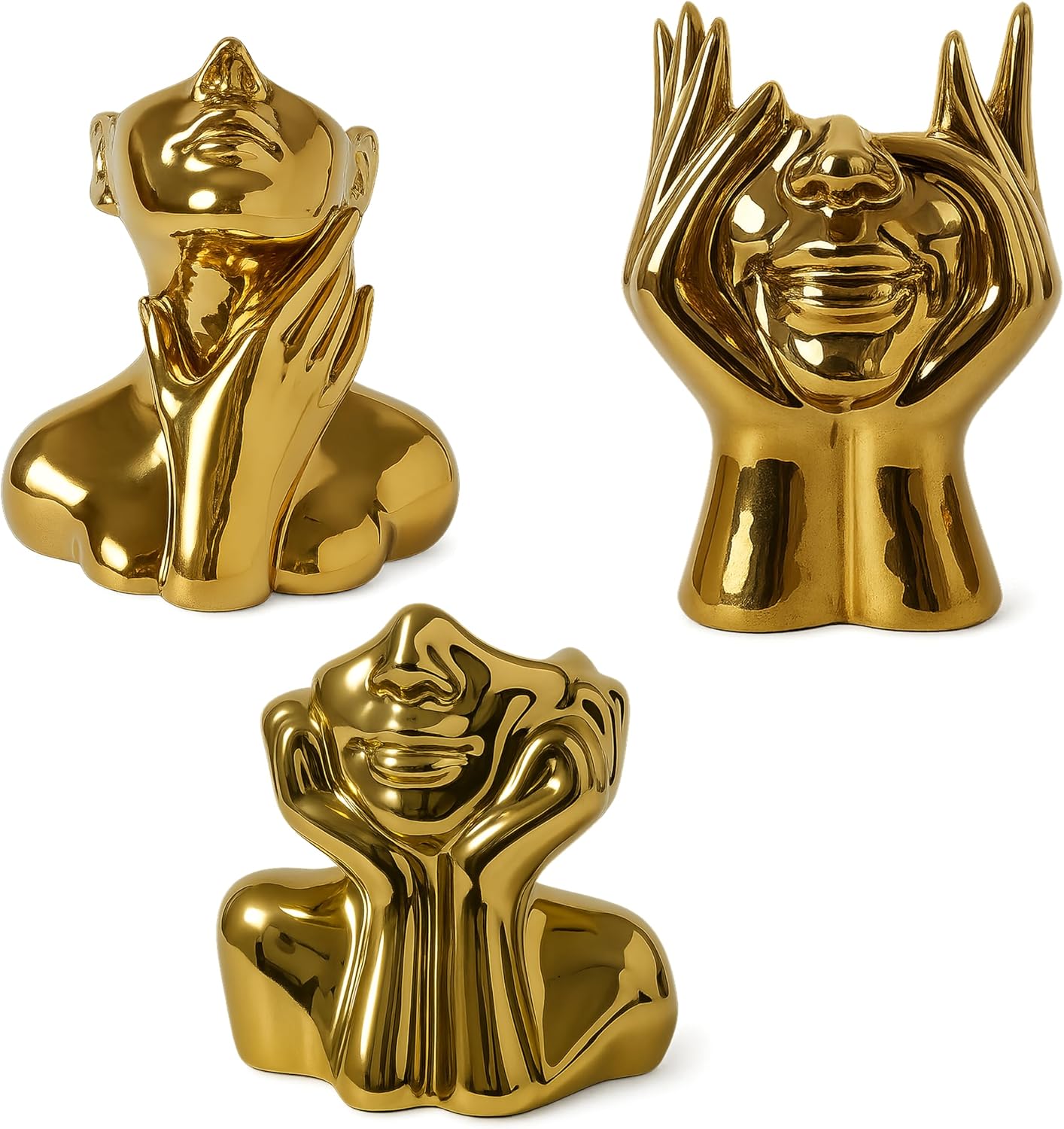 Luxe Ceramic Vase — Gold-Set
