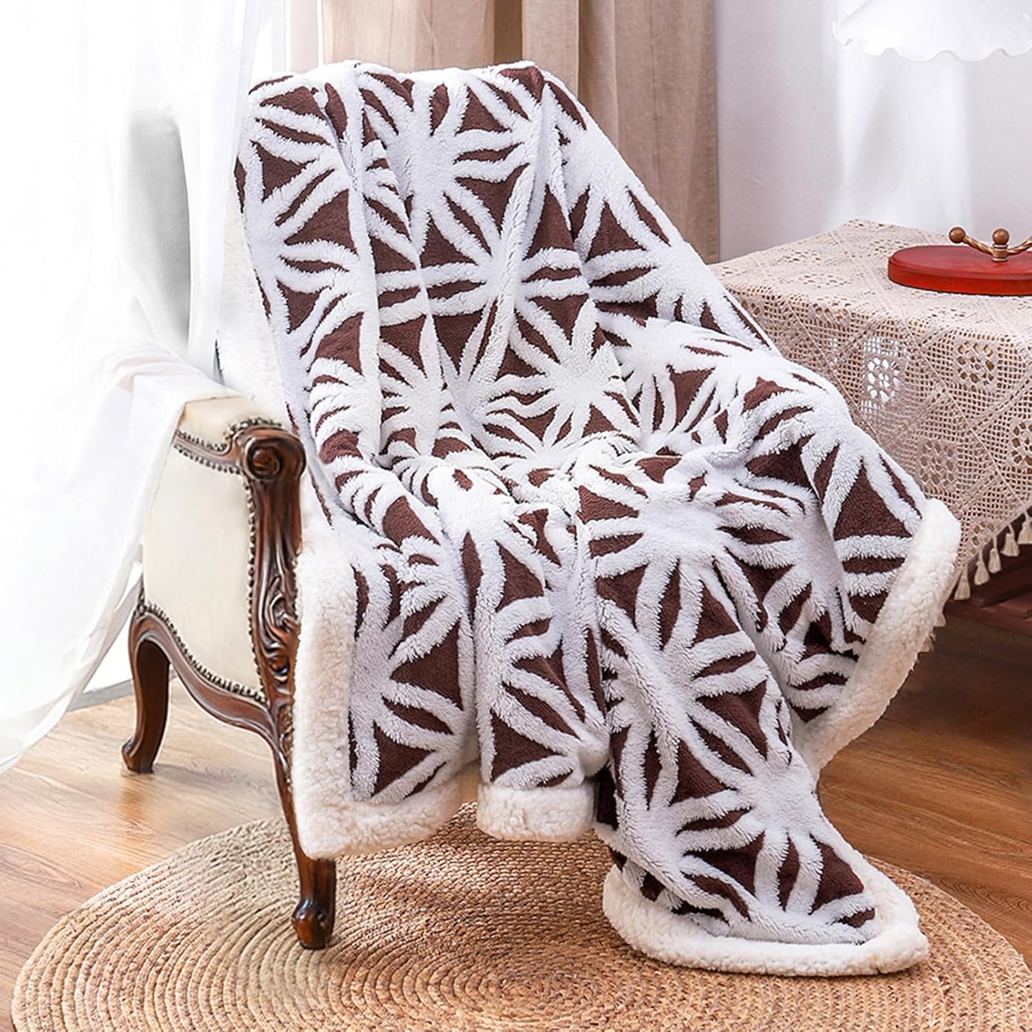 Beige Throw Pillow — 51" — Rose Brown