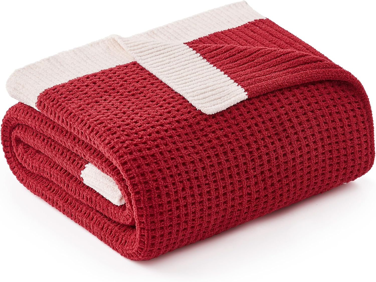 Knit Beige Throw Pillow — 50" — Red