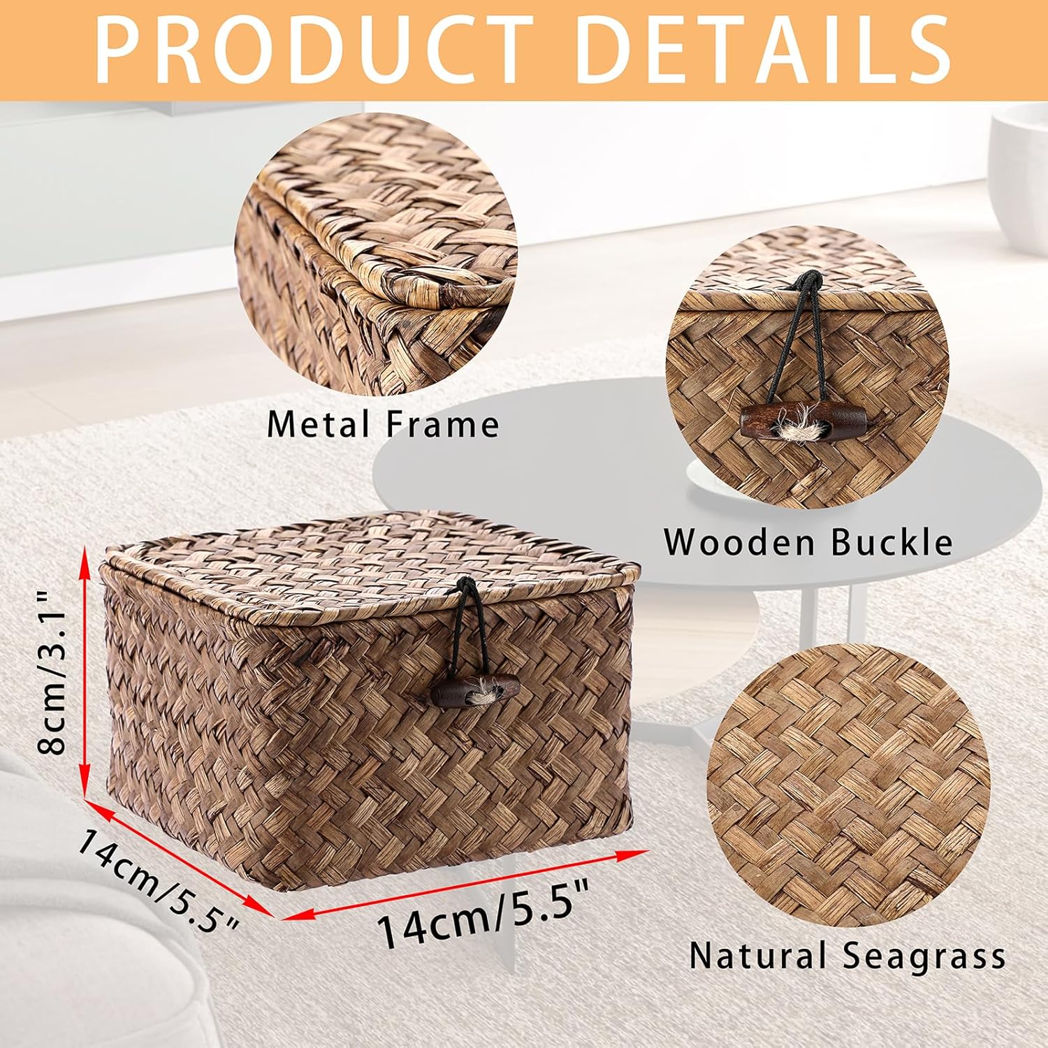 Handwoven Boho Brown Storage Basket - View 2