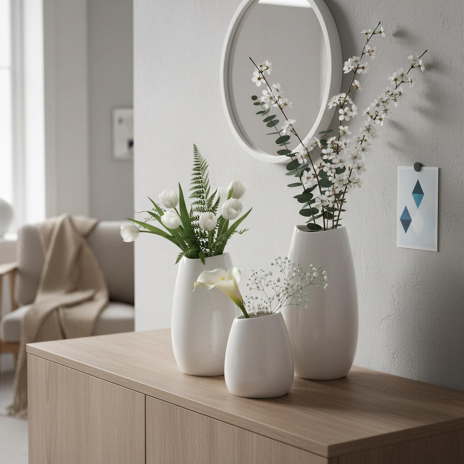 Modern Black Flower Vase — Set of 3 - View 8
